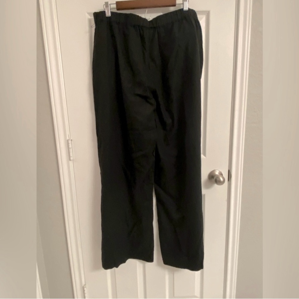Caslon Wide Leg Pull-On Linen Blend Pants - Elastic Waist - High Rise -Large